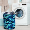 Blue Camoflage Print Laundry Basket-grizzshop