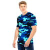 Blue Camoflage Print Men T Shirt-grizzshop