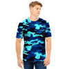 Blue Camoflage Print Men T Shirt-grizzshop