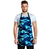 Blue Camoflage Print Men's Apron-grizzshop