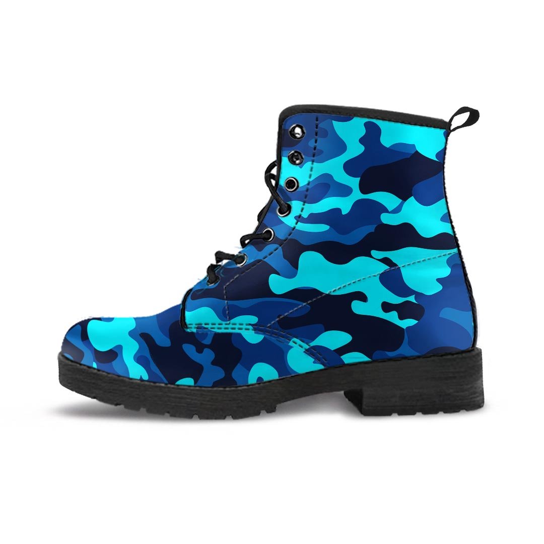 Blue Camoflage Print Men's Boots-grizzshop