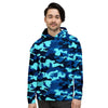 Blue Camoflage Print Men's Hoodie-grizzshop