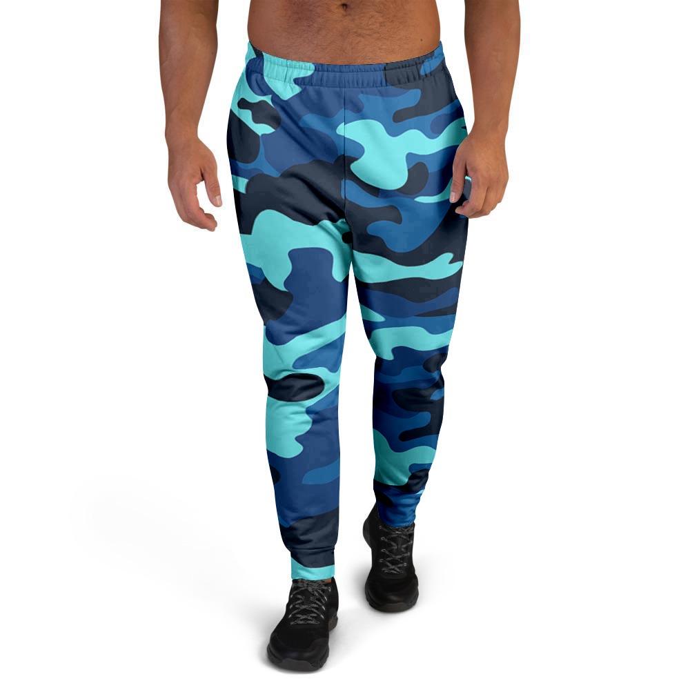 Blue Camoflage Print Men's Joggers-grizzshop