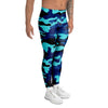 Blue Camoflage Print Men's Leggings-grizzshop