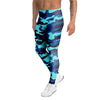 Blue Camoflage Print Men's Leggings-grizzshop