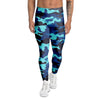 Blue Camoflage Print Men's Leggings-grizzshop