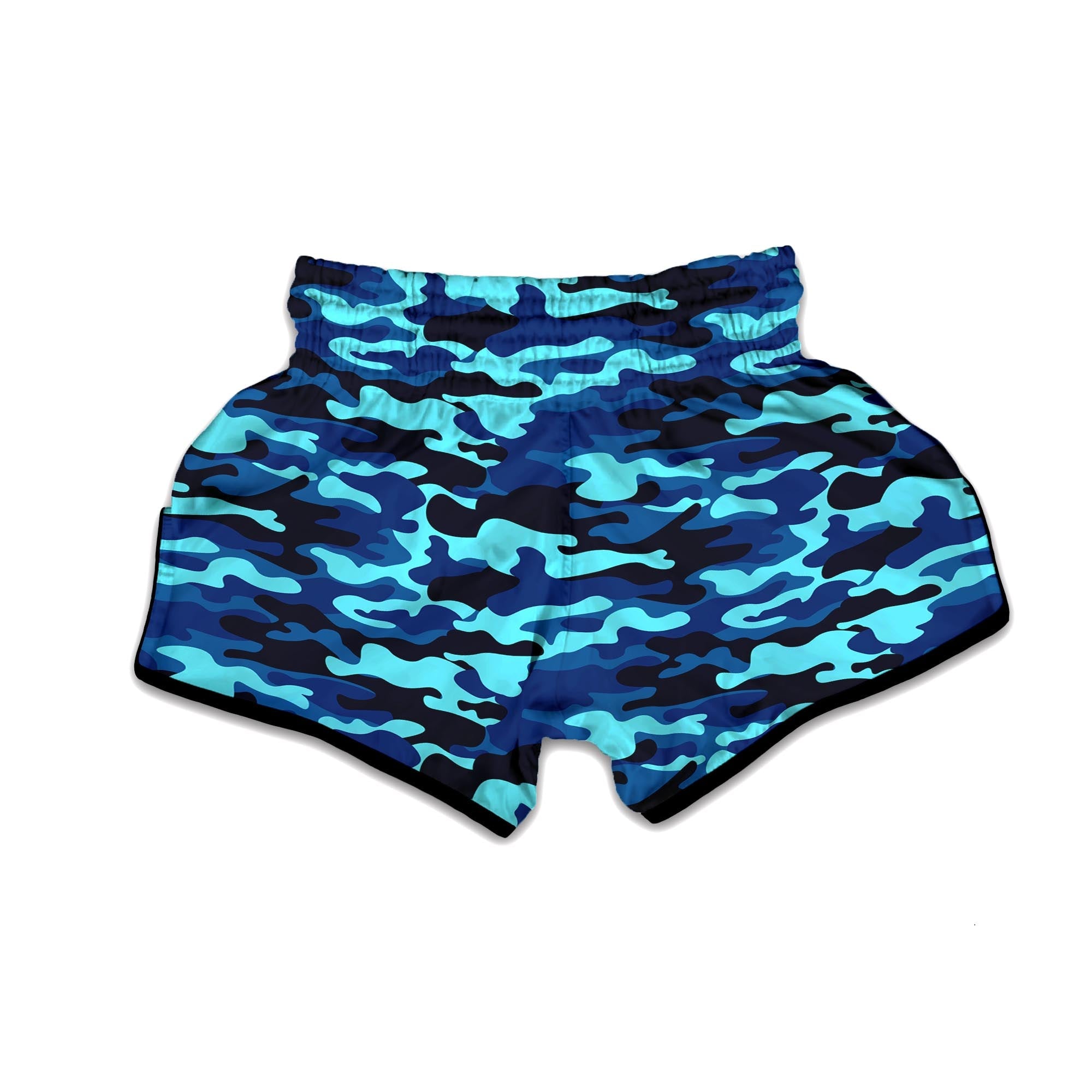 Blue Camoflage Print Muay Thai Boxing Shorts-grizzshop