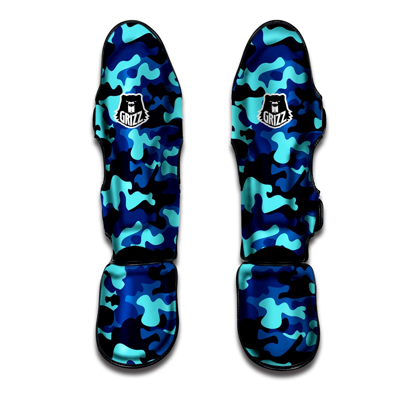 Blue Camoflage Print Muay Thai Shin Guard-grizzshop