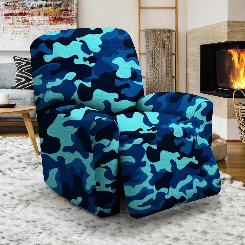 Blue Camoflage Print Recliner Cover-grizzshop