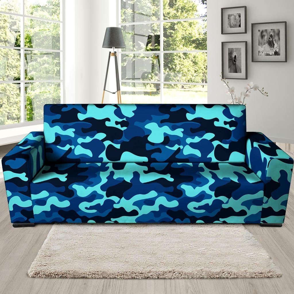 Blue Camoflage Print Sofa Cover-grizzshop