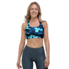 Blue Camoflage Print Sports Bra-grizzshop