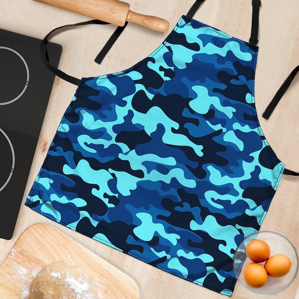 Blue Camoflage Print Women's Apron-grizzshop