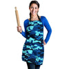 Blue Camoflage Print Women's Apron-grizzshop