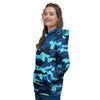 Blue Camoflage Print Women's Hoodie-grizzshop