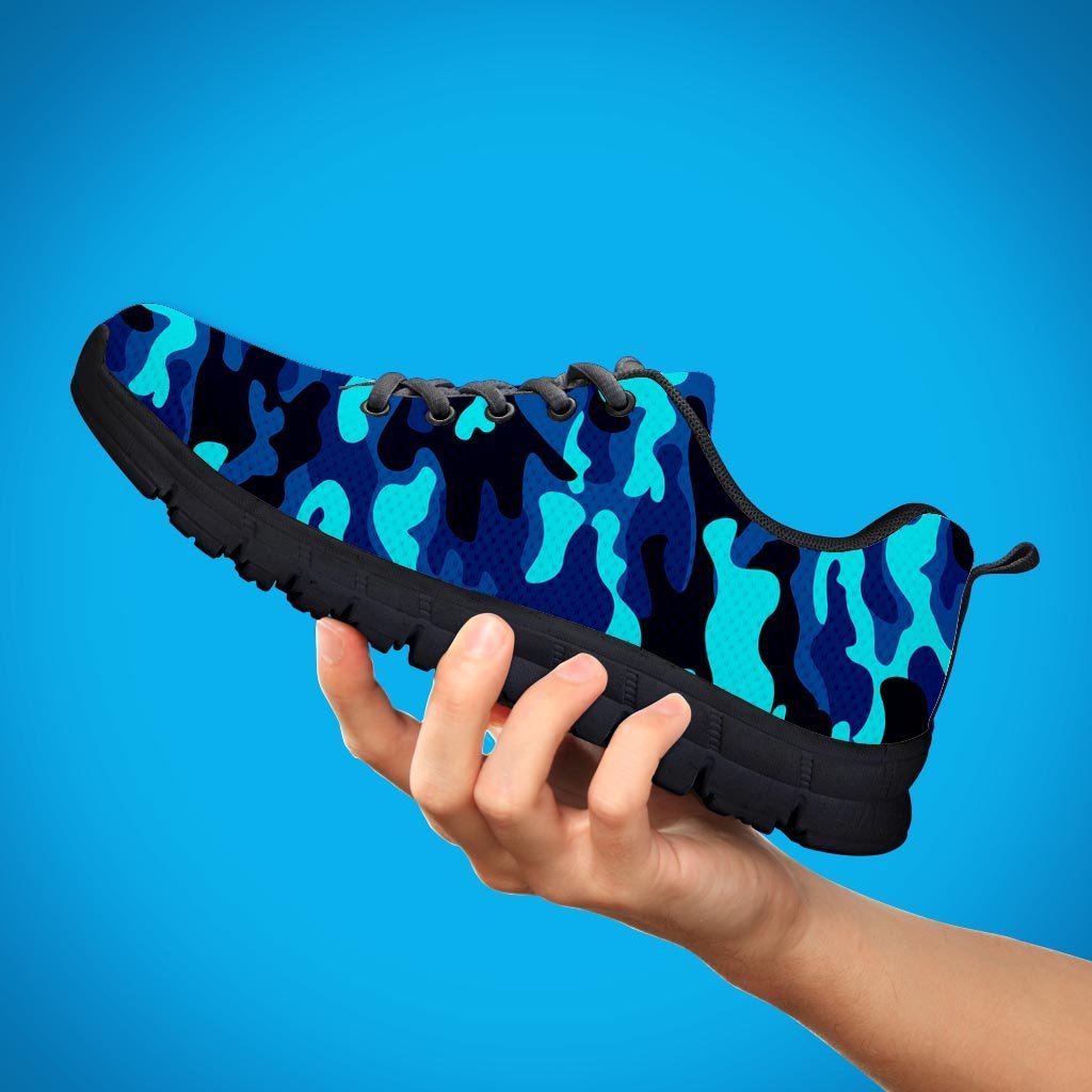 Blue Camoflage Print Women's Sneakers-grizzshop