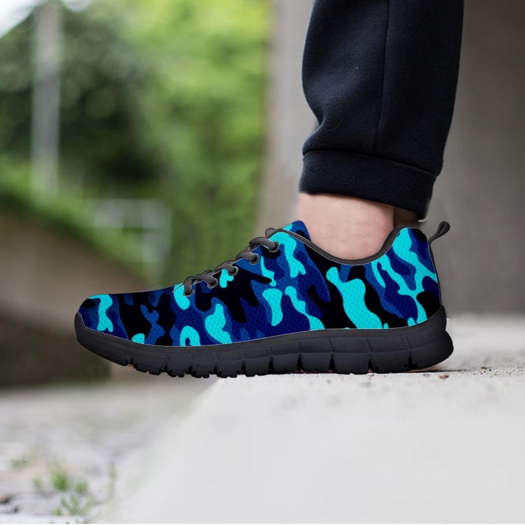 Blue Camoflage Print Women's Sneakers-grizzshop