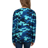 Blue Camoflage Print Women's Sweatshirt-grizzshop