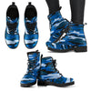 Blue Camouflage Women's Leather Boots-grizzshop