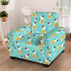 Blue Cat Print Armchair Cover-grizzshop