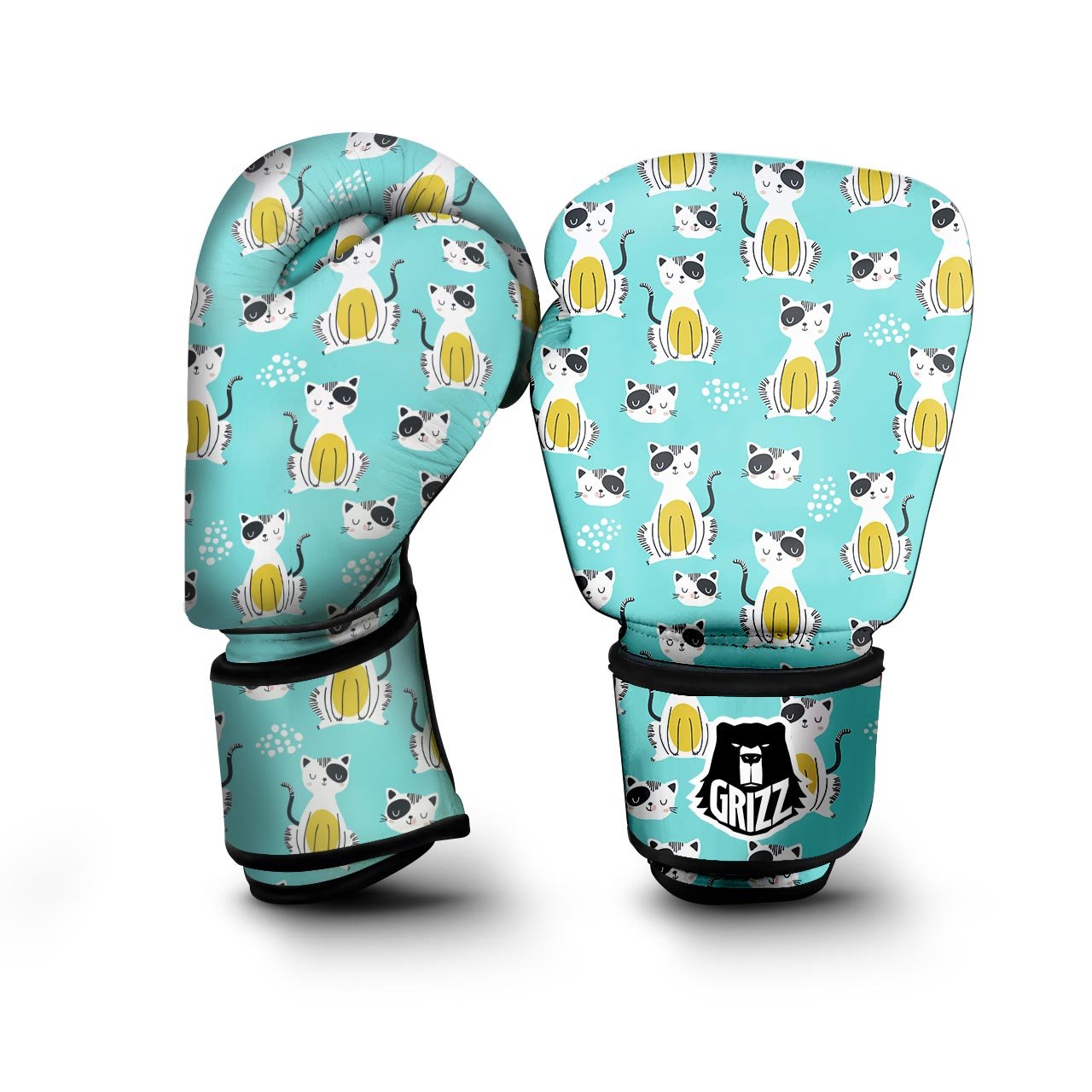 Blue Cat Print Boxing Gloves-grizzshop