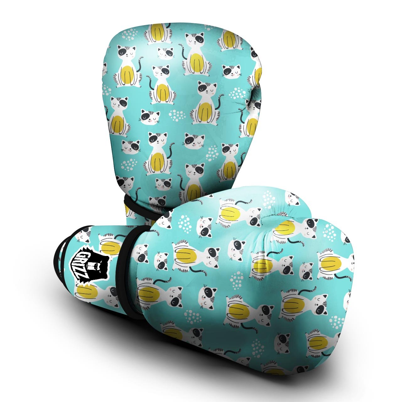 Blue Cat Print Boxing Gloves-grizzshop