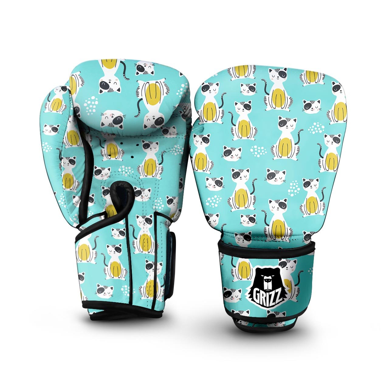 Blue Cat Print Boxing Gloves-grizzshop