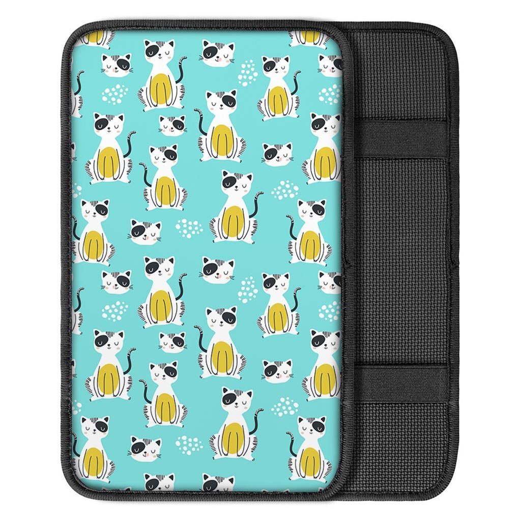 Blue Cat Print Car Console Cover-grizzshop