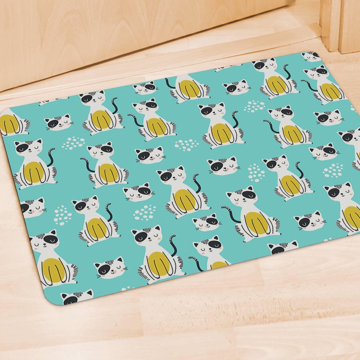 Blue Cat Print Door Mat-grizzshop