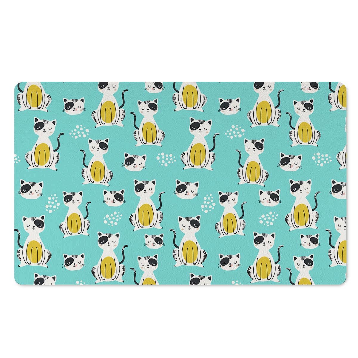 Blue Cat Print Door Mat-grizzshop
