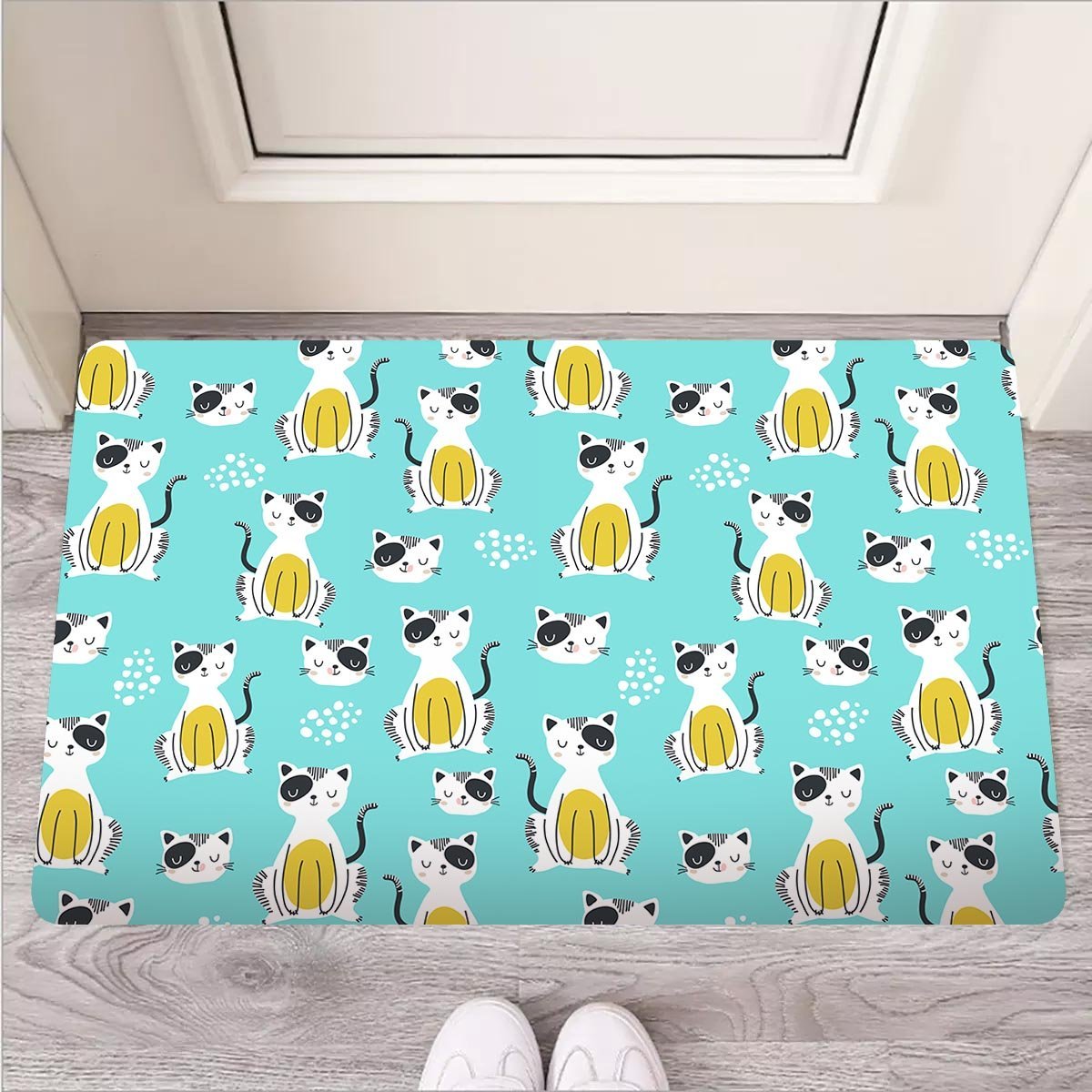 Blue Cat Print Door Mat-grizzshop
