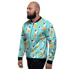 Blue Cat Print Men's Bomber Jacket-grizzshop