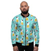 Blue Cat Print Men's Bomber Jacket-grizzshop