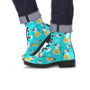 Blue Cat Print Men's Boots-grizzshop