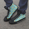 Blue Cat Print Men's High Top Shoes-grizzshop