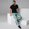 Blue Cat Print Men's Joggers-grizzshop