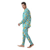 Blue Cat Print Men's Pajamas-grizzshop