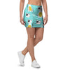 Blue Cat Print Mini Skirt-grizzshop