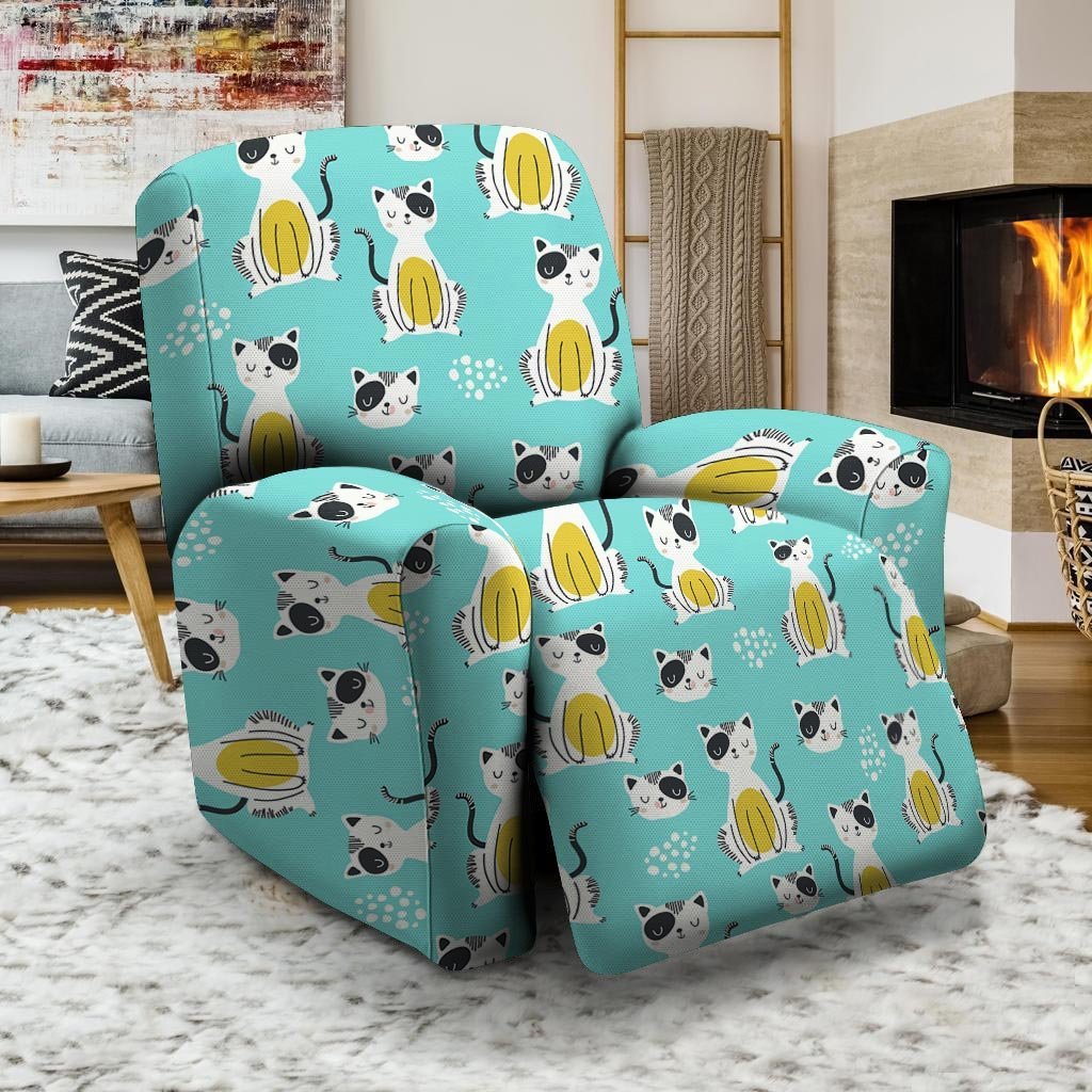 Blue Cat Print Recliner Cover-grizzshop