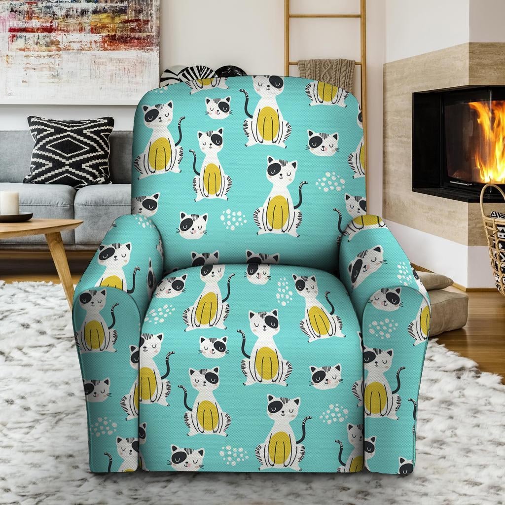 Blue Cat Print Recliner Cover-grizzshop