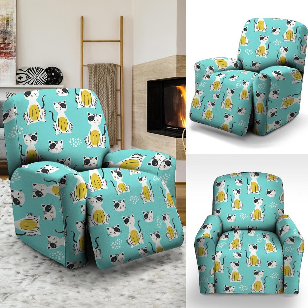 Blue Cat Print Recliner Cover-grizzshop