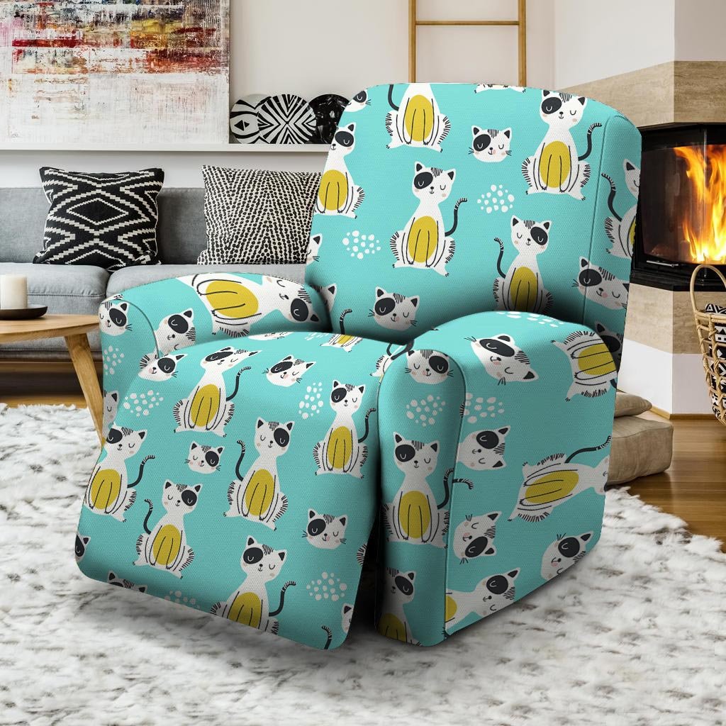 Blue Cat Print Recliner Cover-grizzshop