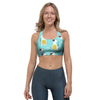 Blue Cat Print Sports Bra-grizzshop