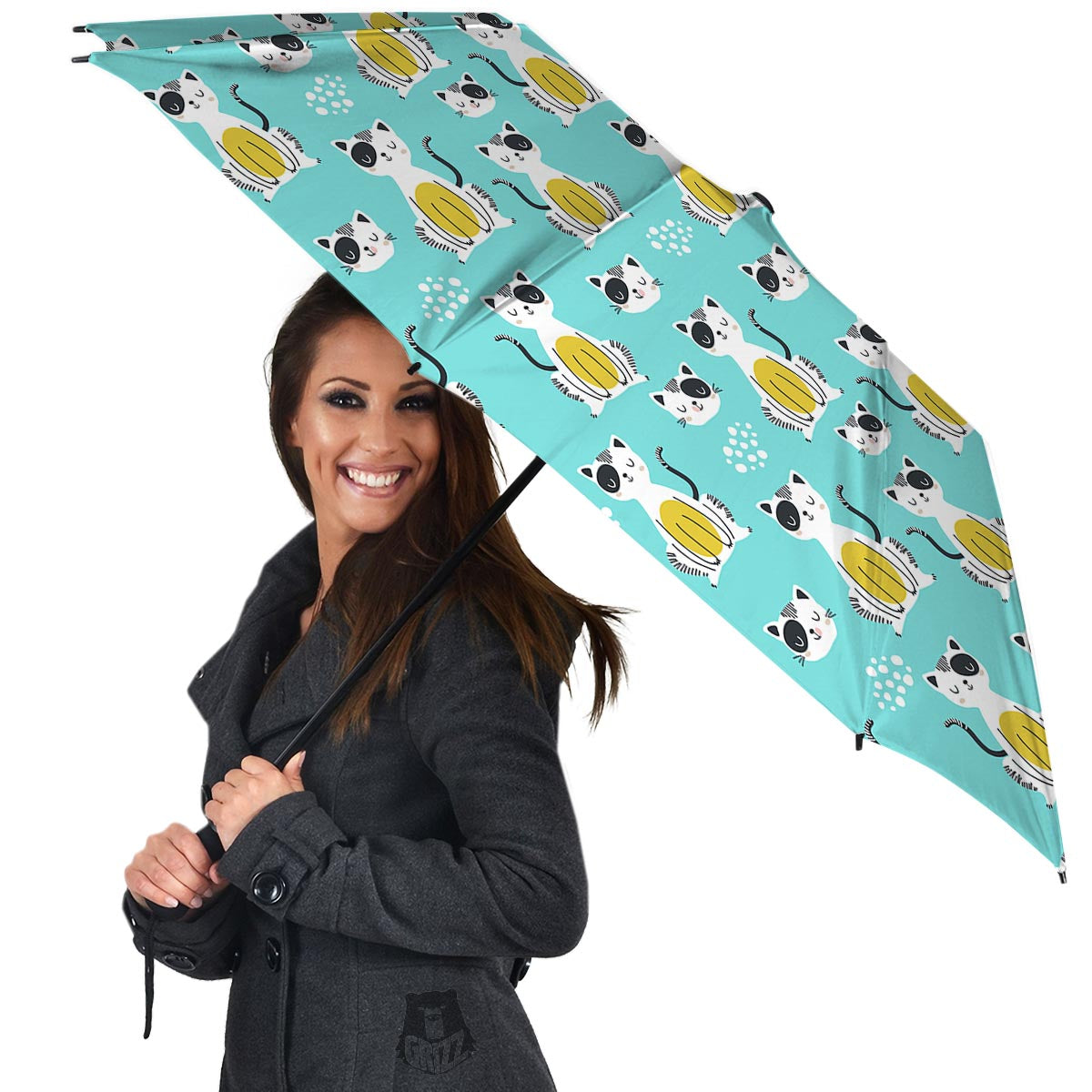 Blue Cat Print Umbrella-grizzshop