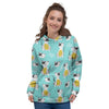 Blue Cat Print Women's Hoodie-grizzshop