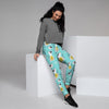 Blue Cat Print Women's Joggers-grizzshop