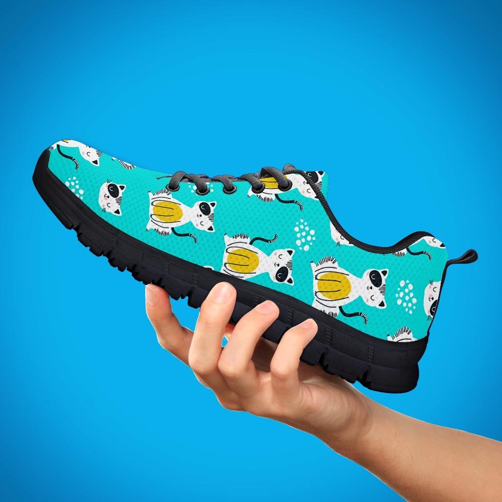 Blue Cat Print Women's Sneakers-grizzshop