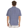 Blue Check Prince of Wales Print Men's Short Sleeve Shirts-grizzshop