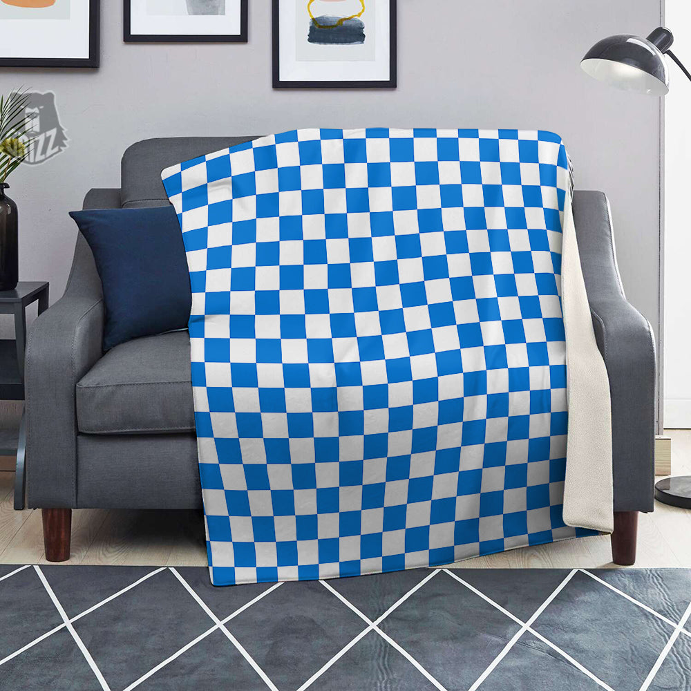 Blue Checkered Flag Print Blanket-grizzshop