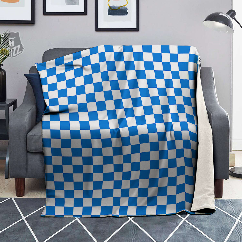 Blue Checkered Flag Print Blanket-grizzshop