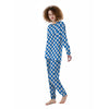 Blue Checkered Flag Print Women's Pajamas-grizzshop